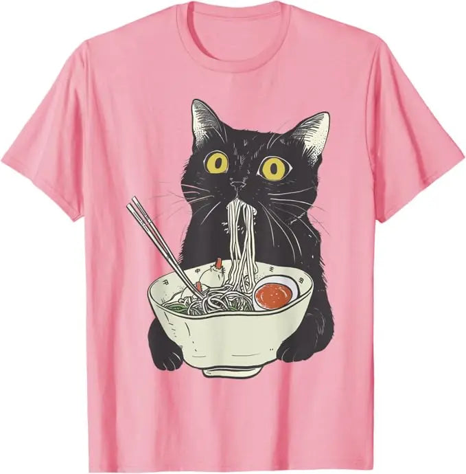 Curious Cat Eating Ramen T-shirt